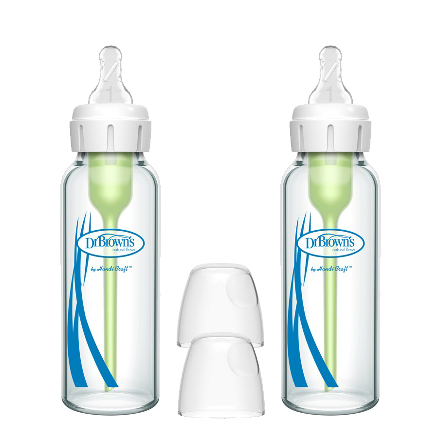 닥터브라운 내로우넥 유리 젖병 세트 미국산 250ml, 2개, 화이트