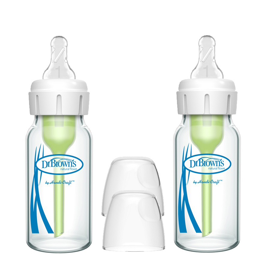 닥터브라운 내로우넥 유리 젖병 세트 미국산 120ml, 2개, 화이트