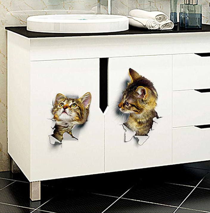 벽뚫고나오는 고양이 3D 인테리어 스티커 귀여운 감성벽지 시트지 데코 포인트벽지