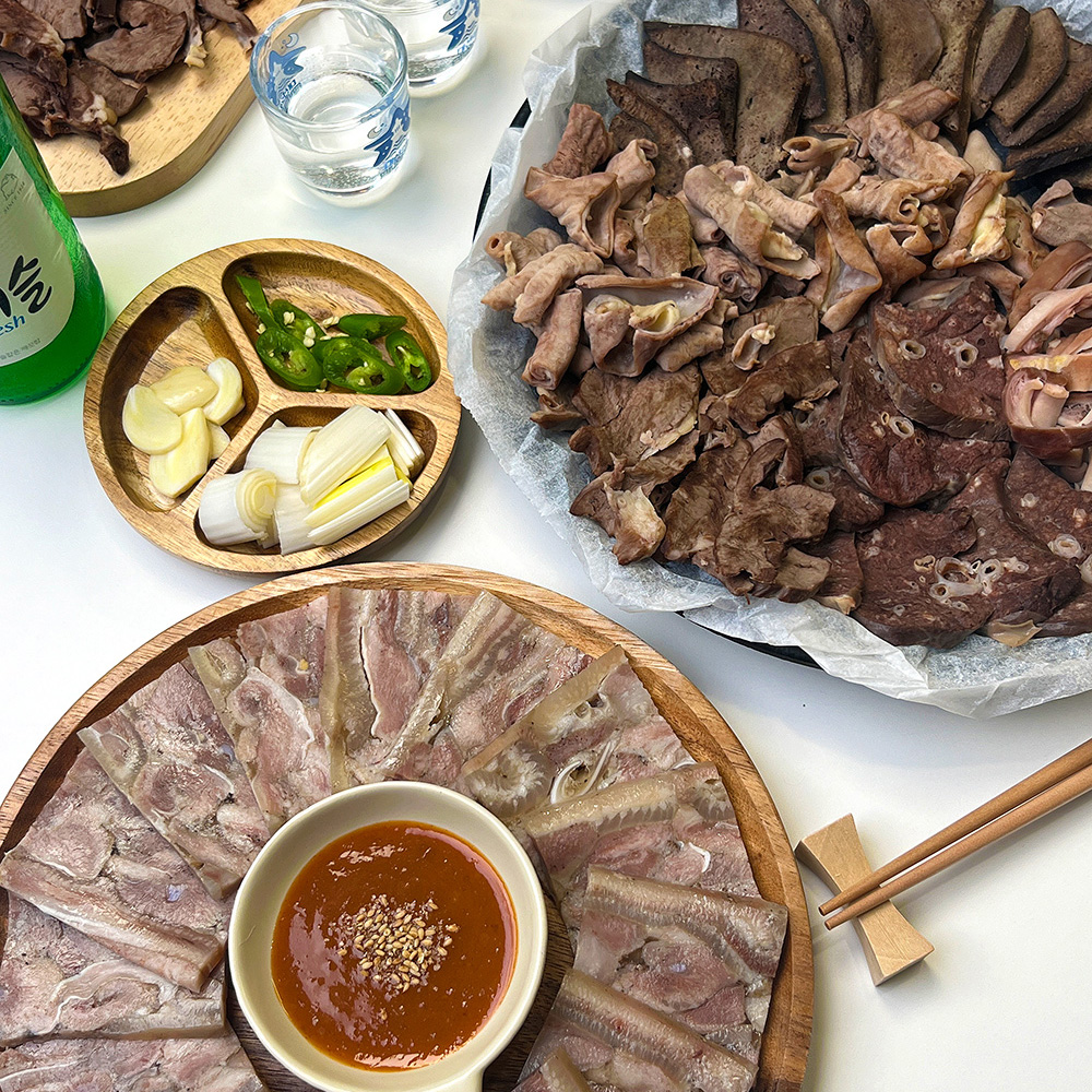 돼지내장 부산물 슬라이스 김해 오소리감투 간 활용법 꼬불창 요리법