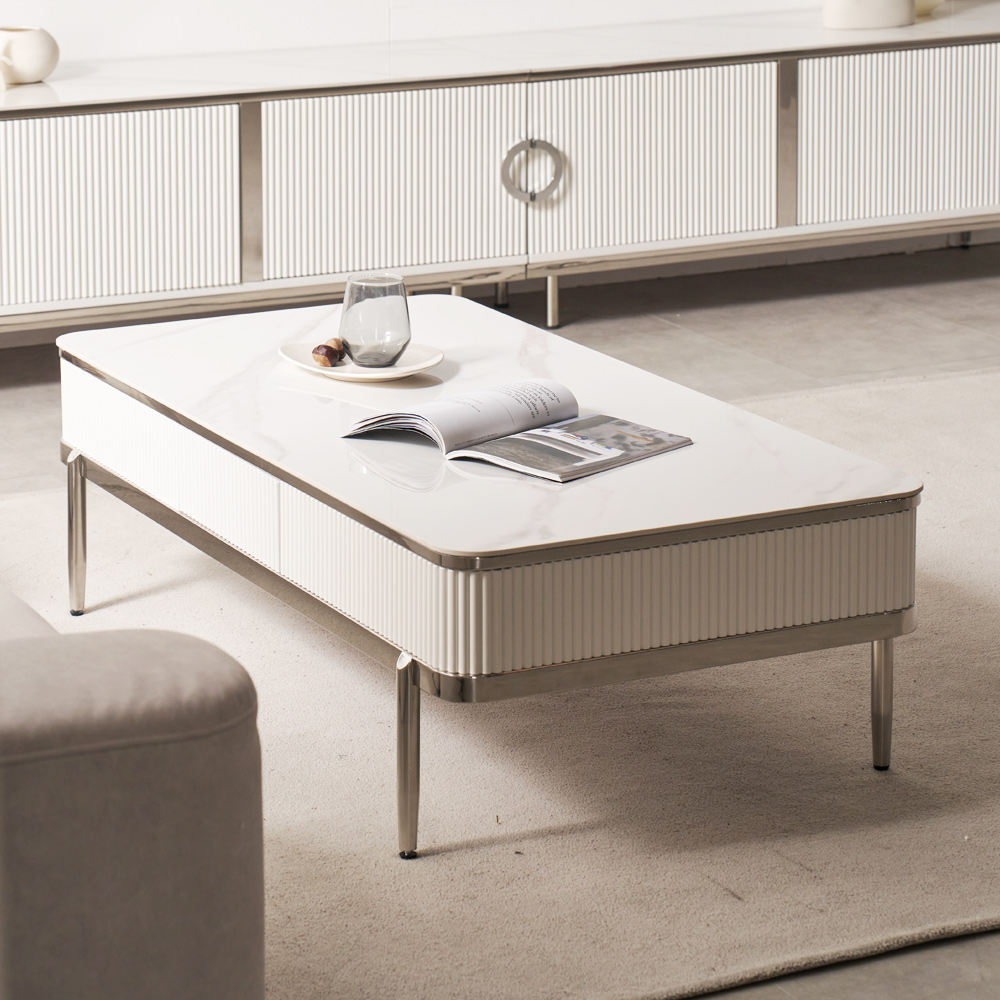 피오코 세라믹 거실 소파 테이블 1200 화이트