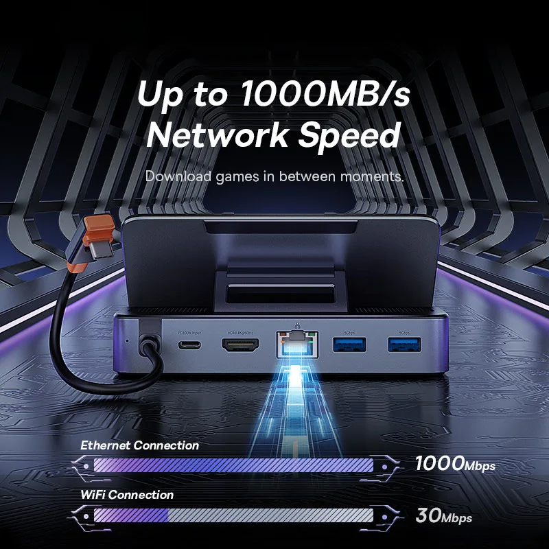 Baseus 데스크탑 usb 허브 C타입 도킹 스테이션 스탠드 GamerX 6포트 - 상세 이미지 4