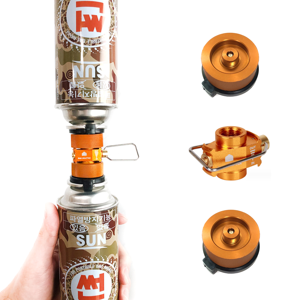 모아이캠핑 부탄 이소 가스세이버 잔량이동 어댑터 골드 이소부탄 세트