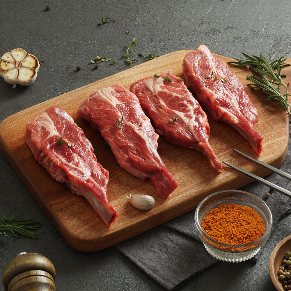 호주산 양갈비 숄더랙 스테이크 양고기 구이 글램핑 바베큐 파티 맛집 시즈닝포함 490g