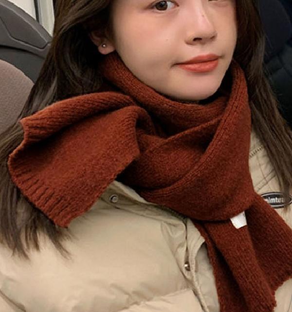 진한 코발트 블루 머플러 짧은 목도리 코발트 숏 머플러
