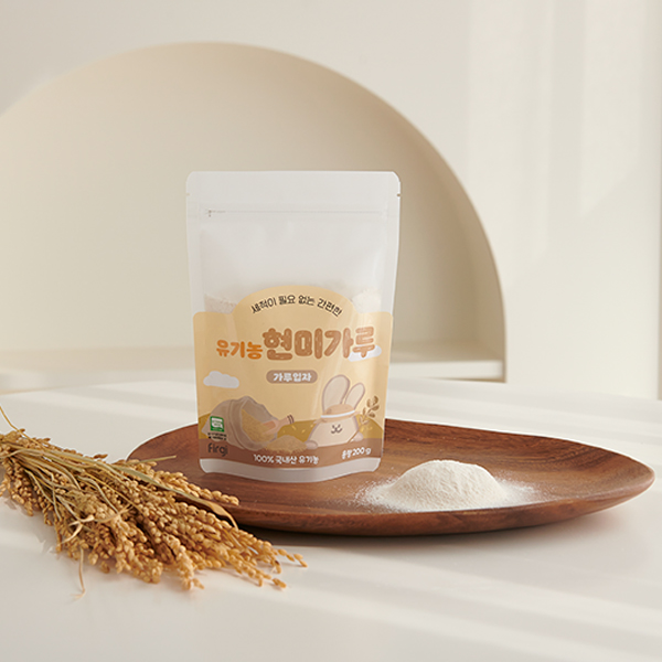 퍼기 유기농 현미가루 아기 초기 중기 미음 실속형(200g) 가루입자 1P