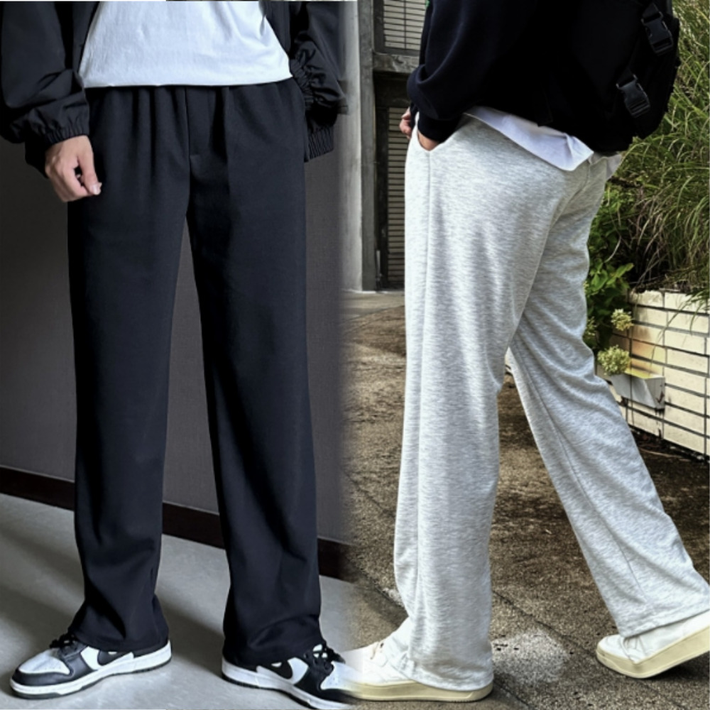 1+1 남자 로렌조 봄 가을 링클프리 면 와이드 트레이닝팬츠 빅사이즈