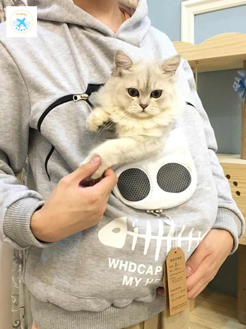 애완옷 다니는 맨투맨 산책 주머니 신기 안고 캥거루 수 담을 고양이 있는 복장 강아지 - 상품 이미지