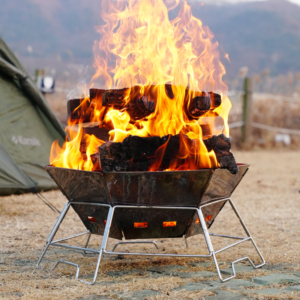 카르닉 불멍 육각 화로대 캠핑 접이식 바베큐 화로대 그릴 풀세트 프리미엄