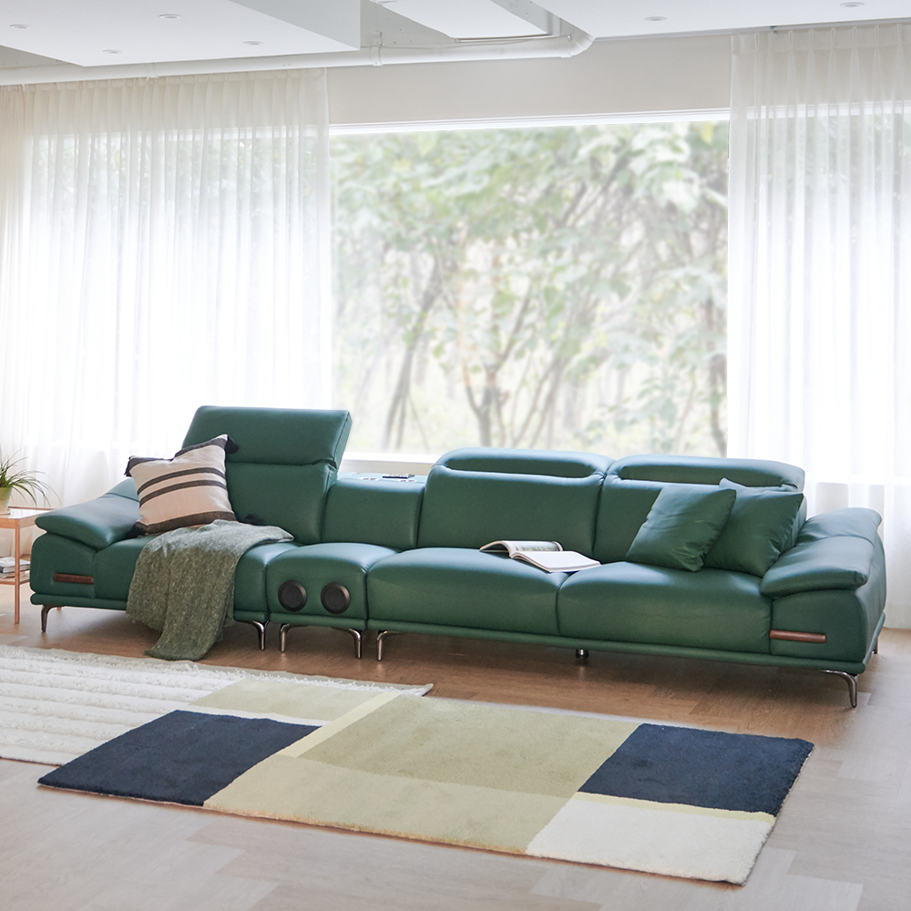 토르 인테리어 라운지 소파 헤드틸팅 가죽소파 4인용