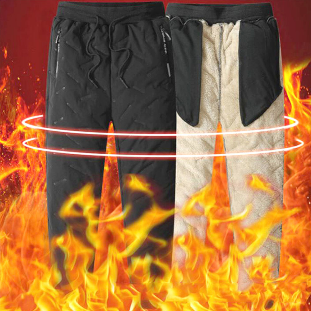 남성 양털 팬츠 따뜻한 겨울 남자 캐주얼 방한 밴딩바지 - 상품 이미지