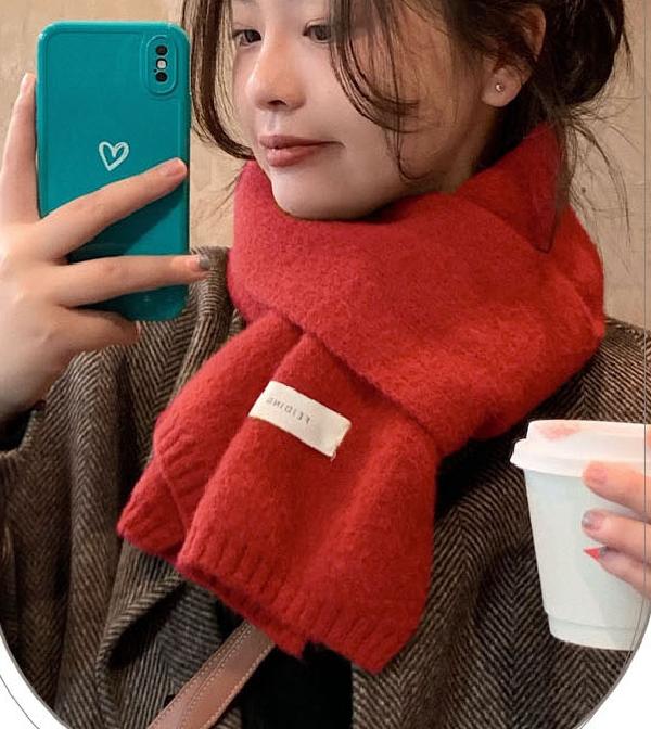 진한 코발트 블루 머플러 짧은 목도리 코발트 숏 머플러