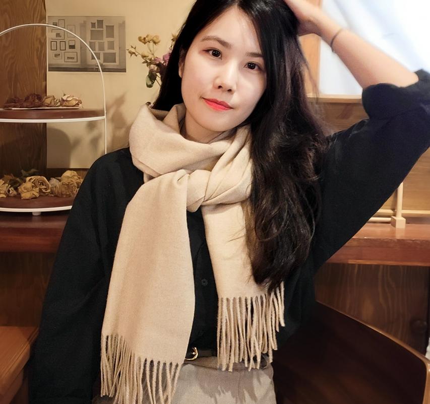 겨울 핑크 목도리 남자 캐시미어 목도리 아이보리 머플러 이미지 2