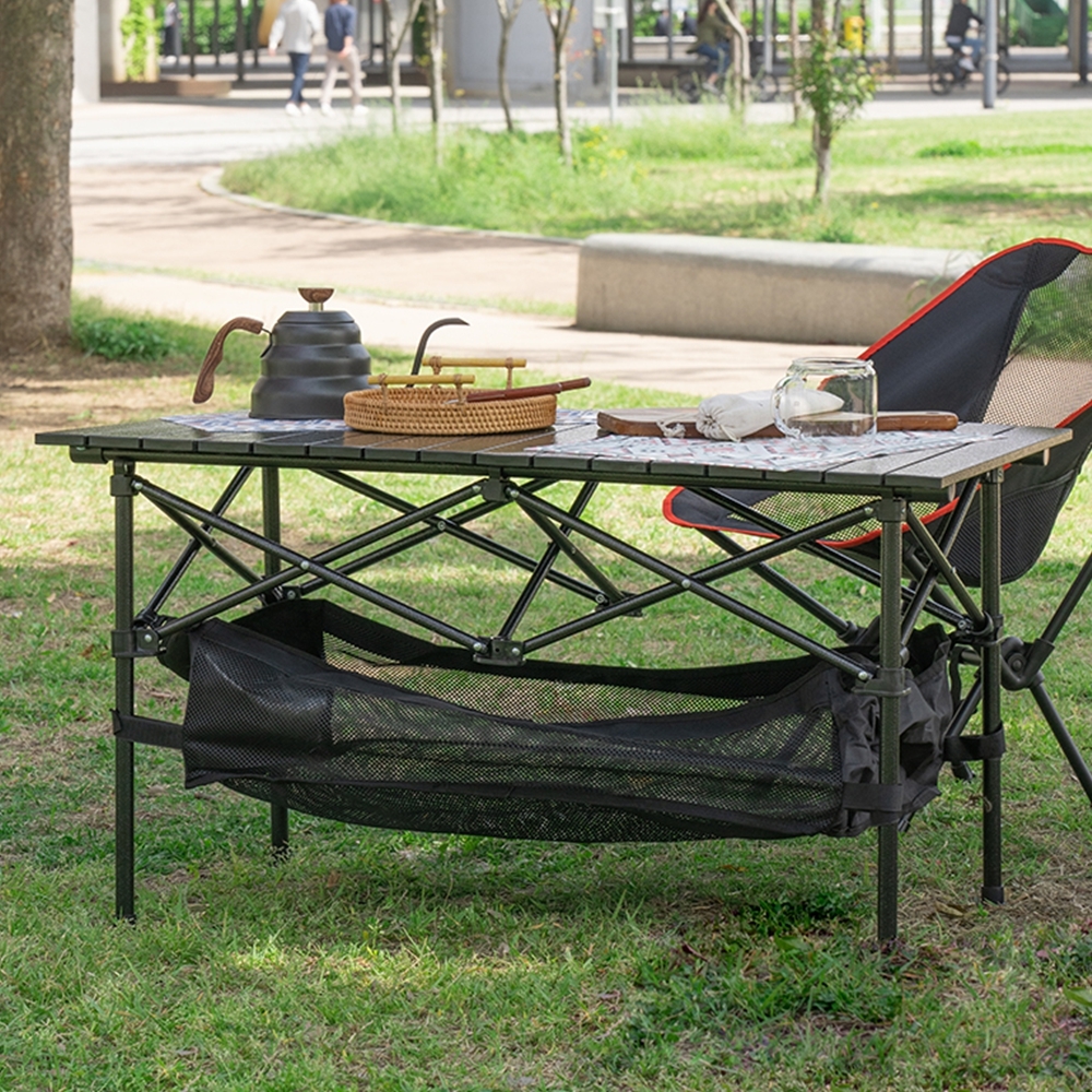 접이식 캠핑테이블 블랙 캠핑식탁 키친 선반 탁자 롤테이블