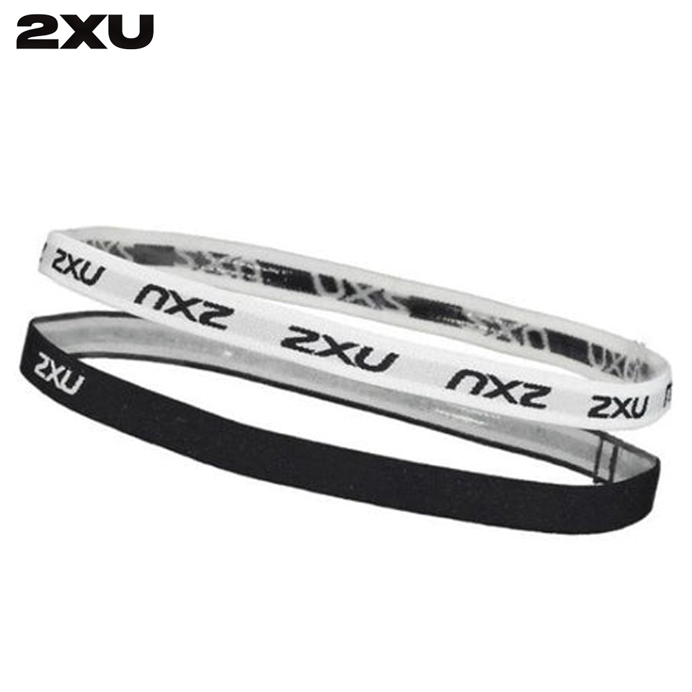 2XU 스포츠 헤어밴드 땀받이 스키니 헤드밴드 2팩 UQ5692FBLK-WHT - 상품 이미지