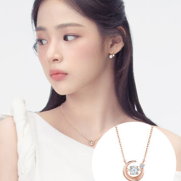 스톤헨지 14K 로즈골드 댄싱스톤 스텔라 달 목걸이 