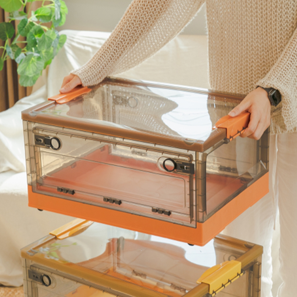 오픈형 투명 정리박스 다용도수납 대형 접이식폴딩박스