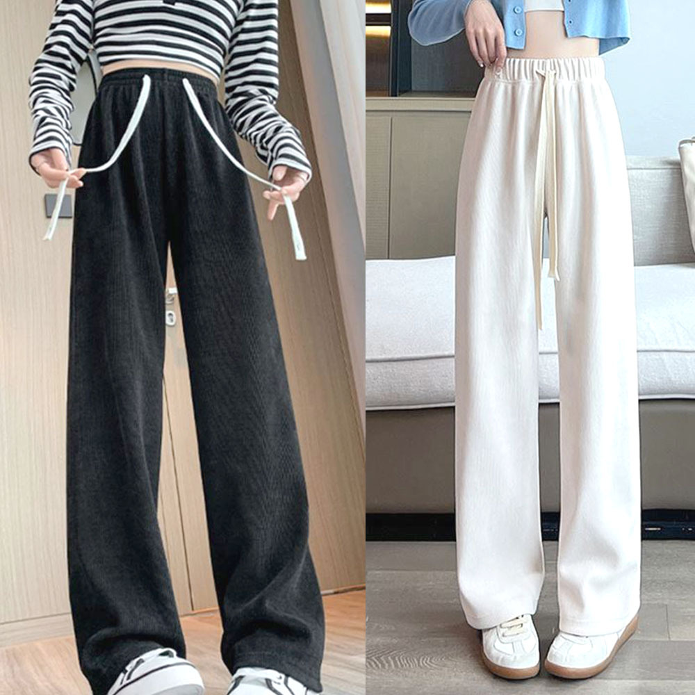 여성 기모 골덴바지 따스한 와이드 여자 일자 패션 팬츠 - 상품 이미지