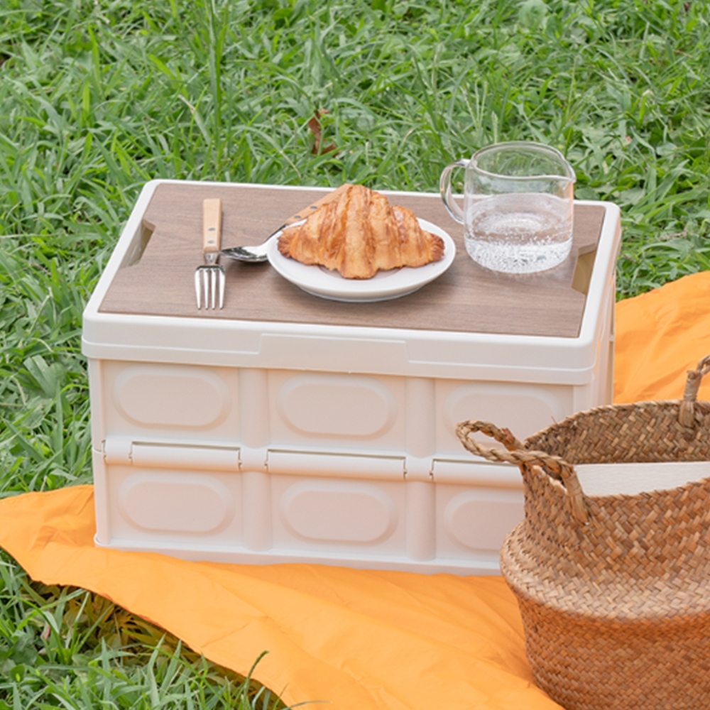 캠핑수납박스 우드상판 피크닉 테이블 폴딩박스 정리함 30L 55L