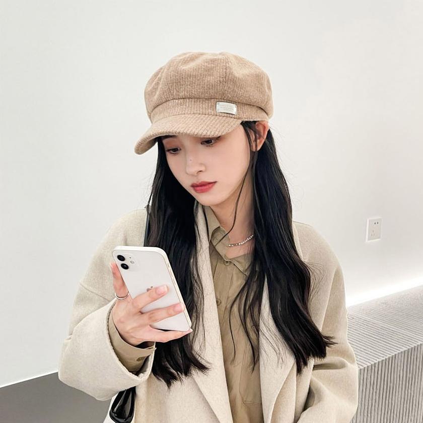 여성 챙 베레모 코듀로이 빵 모자 챙이 있는 베레모 - 상세 이미지 3