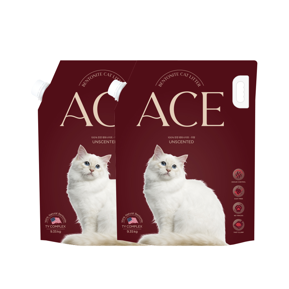 [에이스벤토나이트]먼지없는 벤토나이트 고양이 모래 무향 9.35kg 1+1 제품 이미지