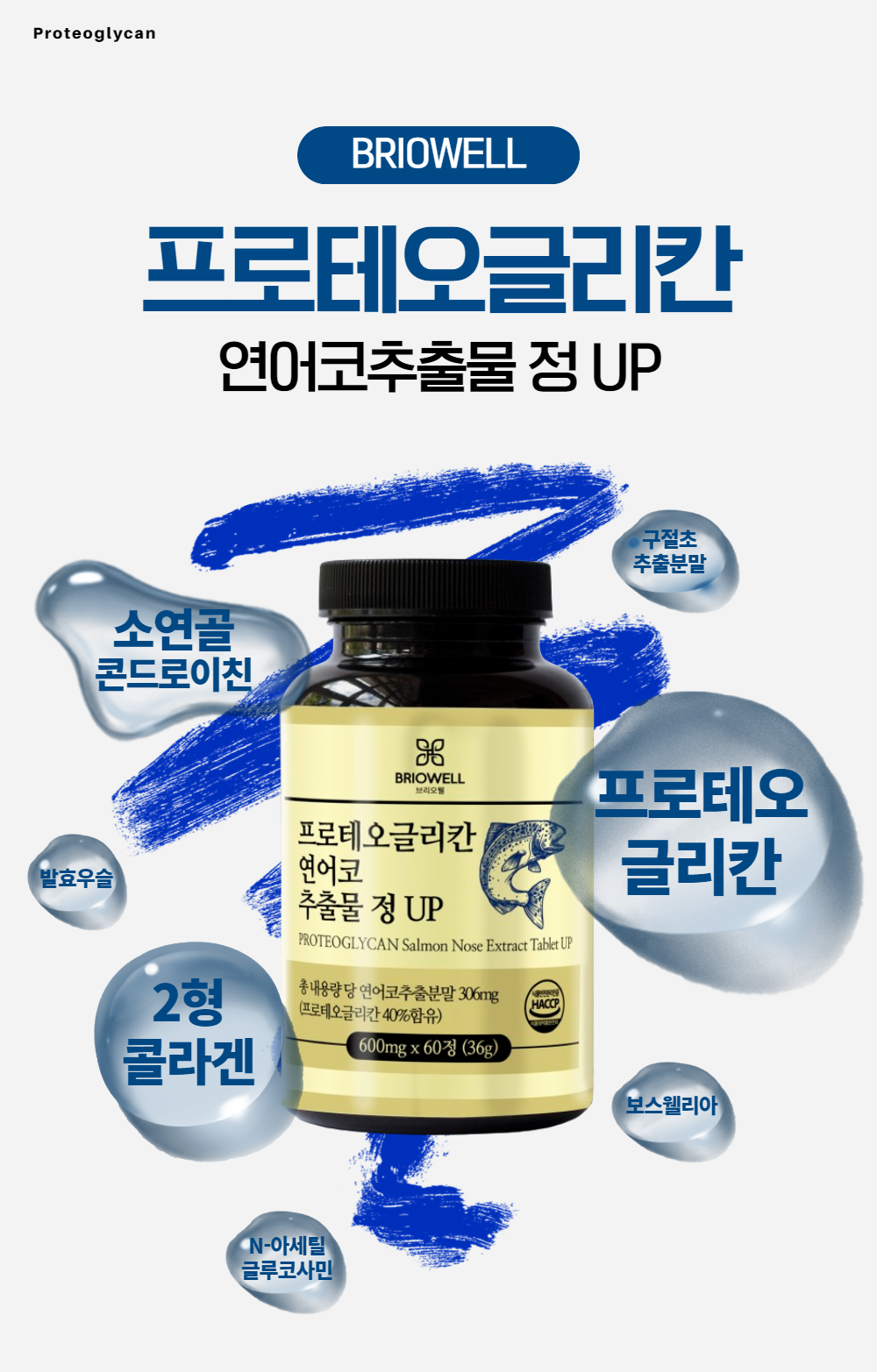 프로테오글리칸 2개월분 연어코연골 추출물 600mg 비변성 2형콜라겐 콘도로이친 브리오웰 - 상세 이미지 2