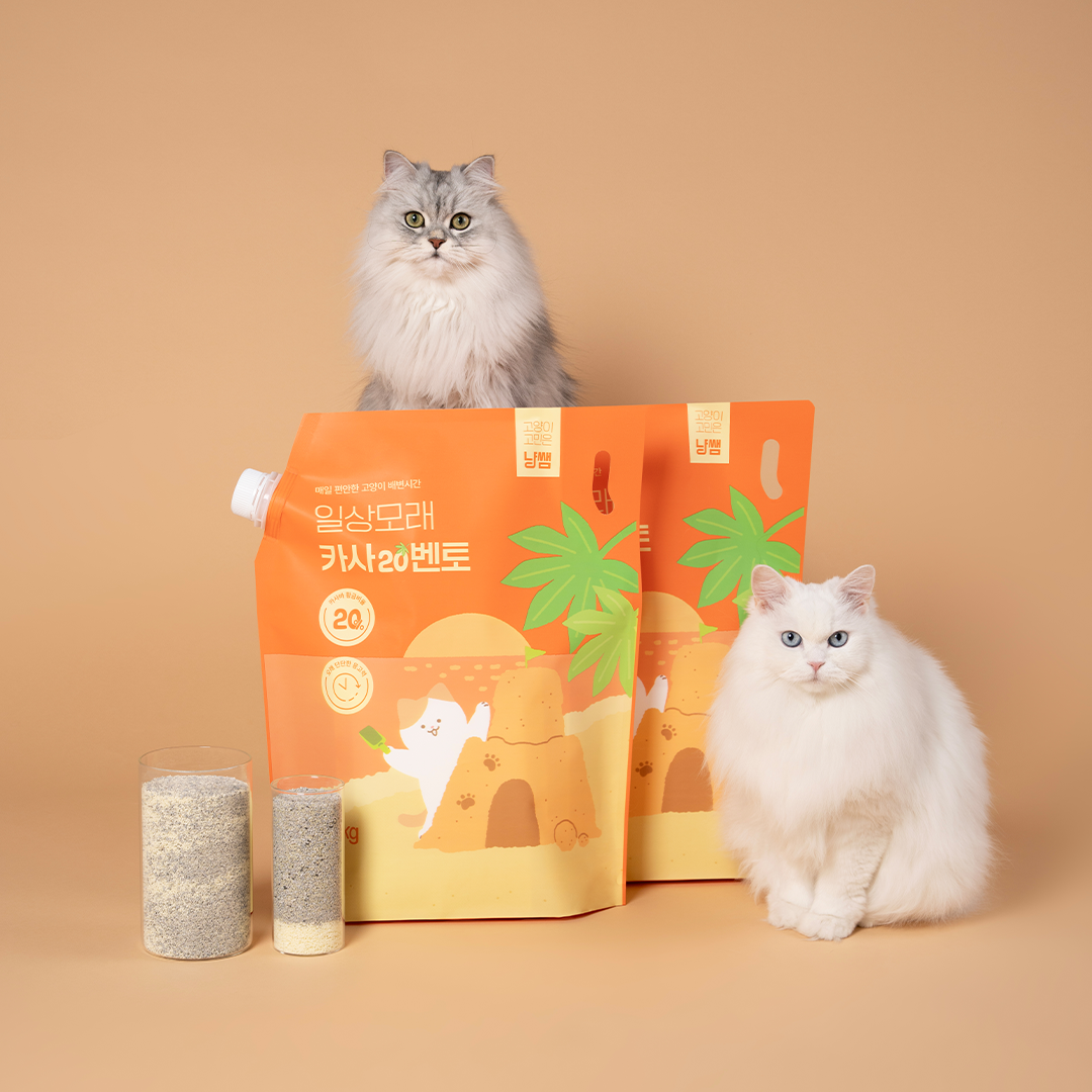 냥쌤 일상모래 고양이모래 카사20벤토 먼지없는 카사바 벤토나이트 대용량 9kg, 2개