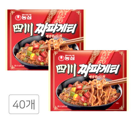 농심 사천요리 짜파게티 137g 40개 매콤한맛 정통 짜장면 간편식사 TD