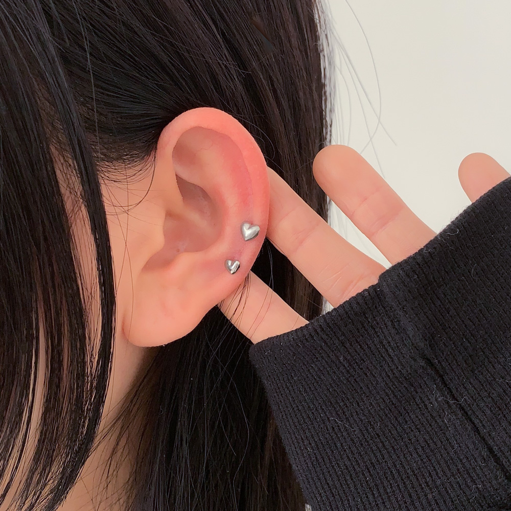 [써지컬스틸/국내제작] 엠보 하트 실버 메탈 귓바퀴 이너컨츠 미니 피어싱 3size 상세 이미지 29
