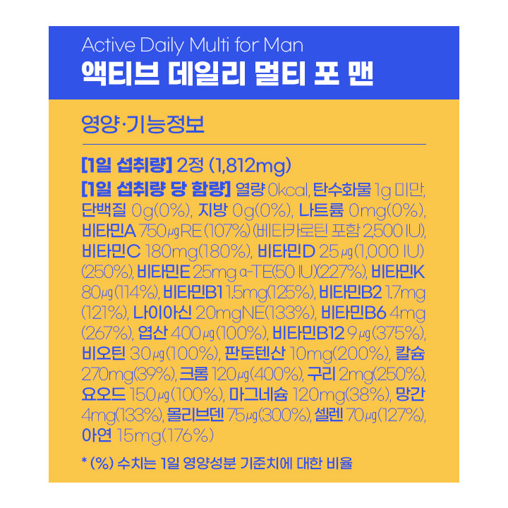 네이처메이드 액티브 데일리 멀티 포 맨 120정, 1개