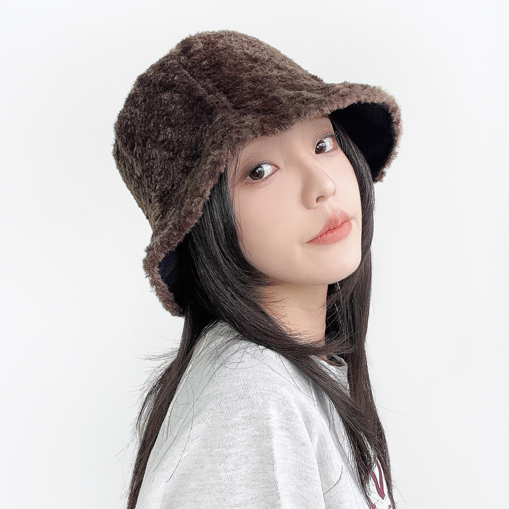 로나 리버시블 뽀글이 양털 여성 버킷햇 가을 겨울 벙거지 모자 - 상품 이미지