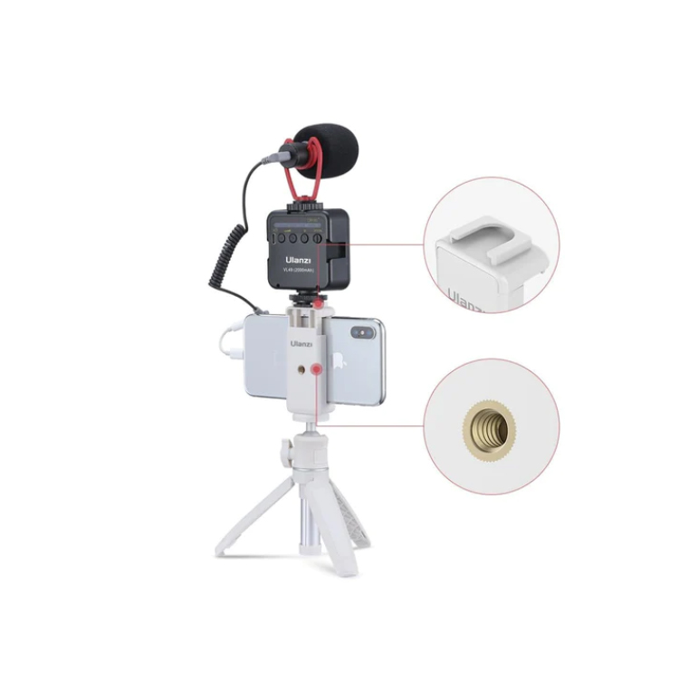 울란지 MT-08 ST-07 미니 삼각대 + 스마트폰 홀더 키트 브이로그 셀카봉 화이트 이미지 7