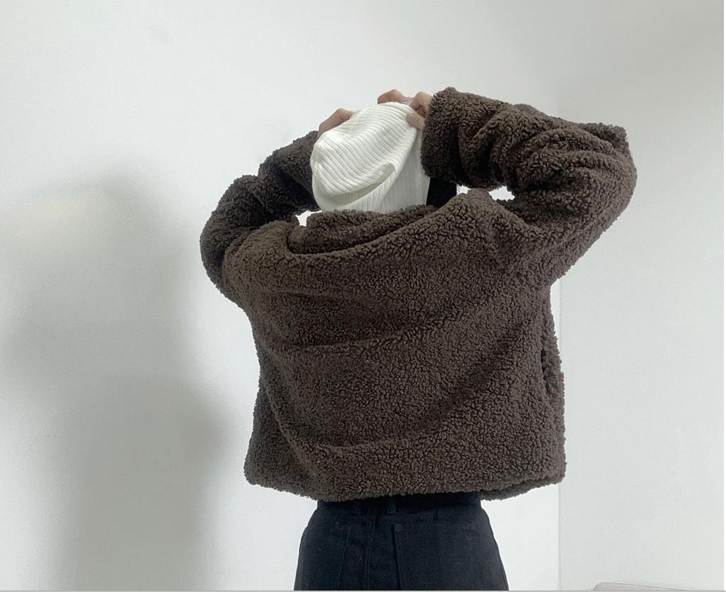 플리스코트 여자오버핏 뽀글이코트 여성 떡볶이코트 이미지 3