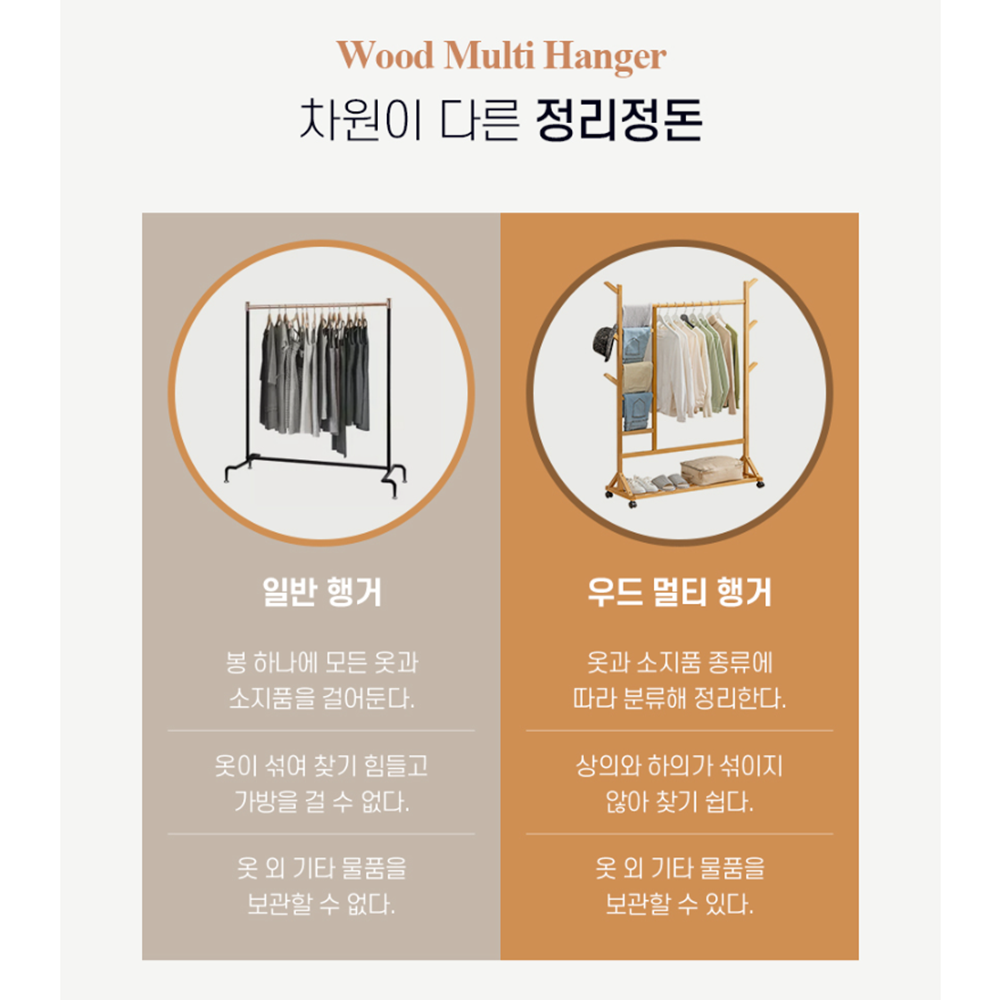 옷거는행거 바퀴달린 스탠드형 외투 바지 옷걸이 수납 행거 - 상세 이미지 4