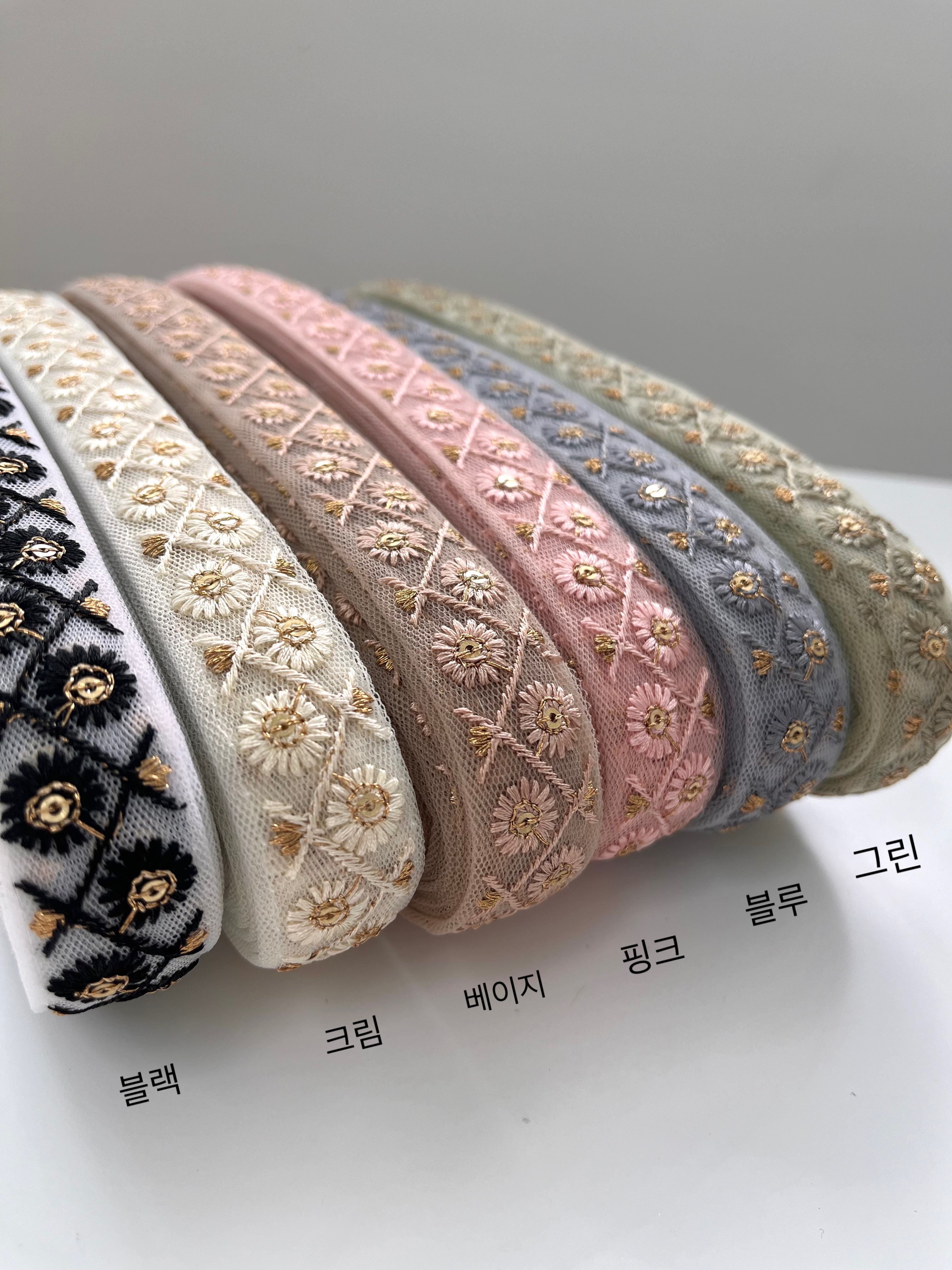 자수리본 - 20mm 플라워체크 레이스원단 리본공예 - 상세 이미지 3