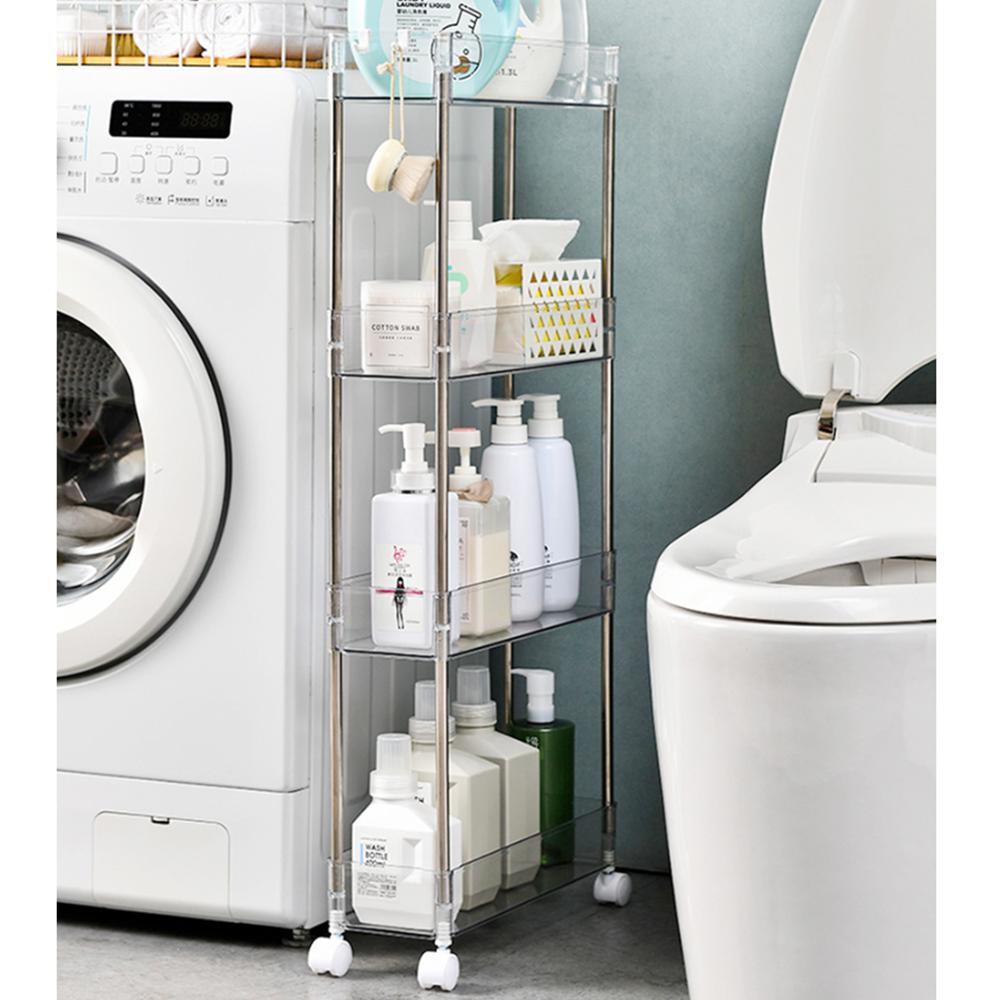 가정집정리 좁은집 정돈 세탁실 이동식 틈새선반 수납함 4단 - 메인 이미지