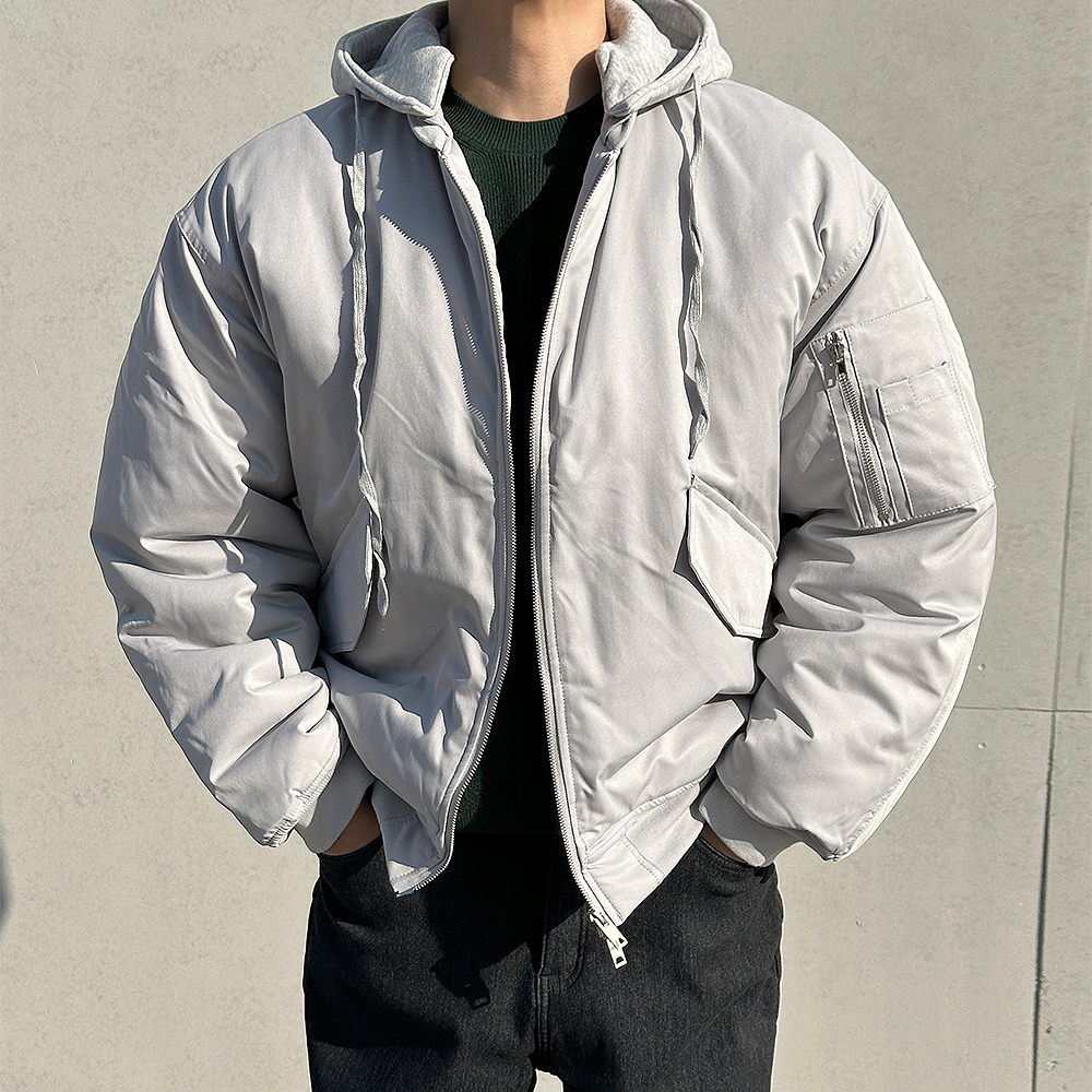 남자 항공점퍼 MA1 후드 탈부착 패딩점퍼 - 상세 이미지 2