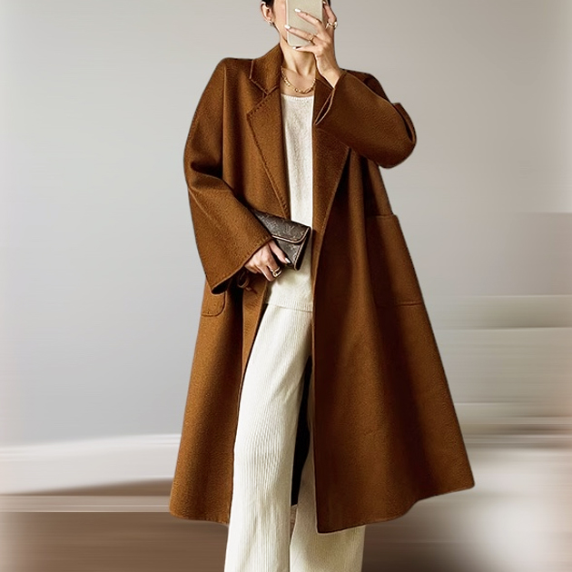 엘로디크 가을 겨울 지블링 핸드메이드 울100 롱코트 제품 이미지