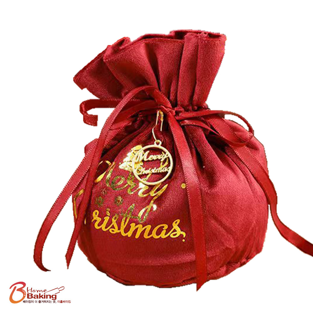 크리스마스벨벳주머니 레드 진녹색 택1 파우치 주얼리 주머니 스트링 더스트백 소품포장 - 상세 이미지 2