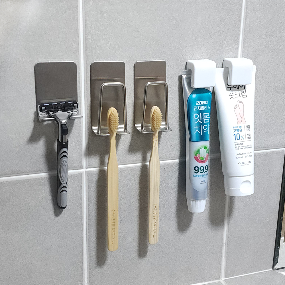 스텐 칫솔꽂이 칫솔 걸이 거치대 치솔 꽂이 홀더 베이직 2인세트