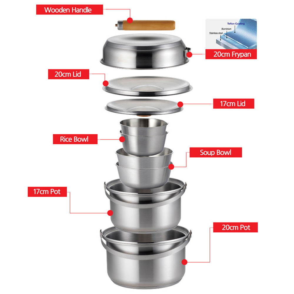 벨락코펠세트 S9 캠핑냄비 식기 그릇 코팅팬구성