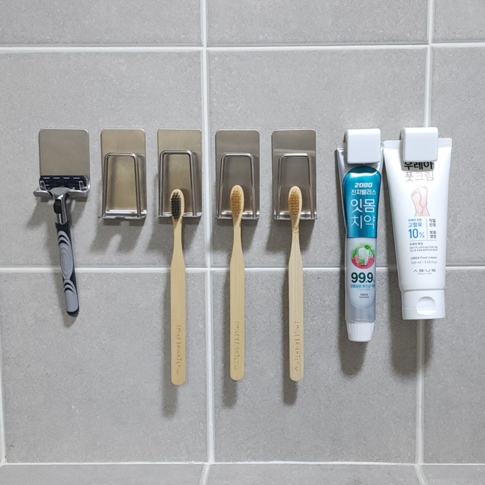 스텐 칫솔꽂이 칫솔 걸이 거치대 치솔 꽂이 홀더 베이직 2인세트