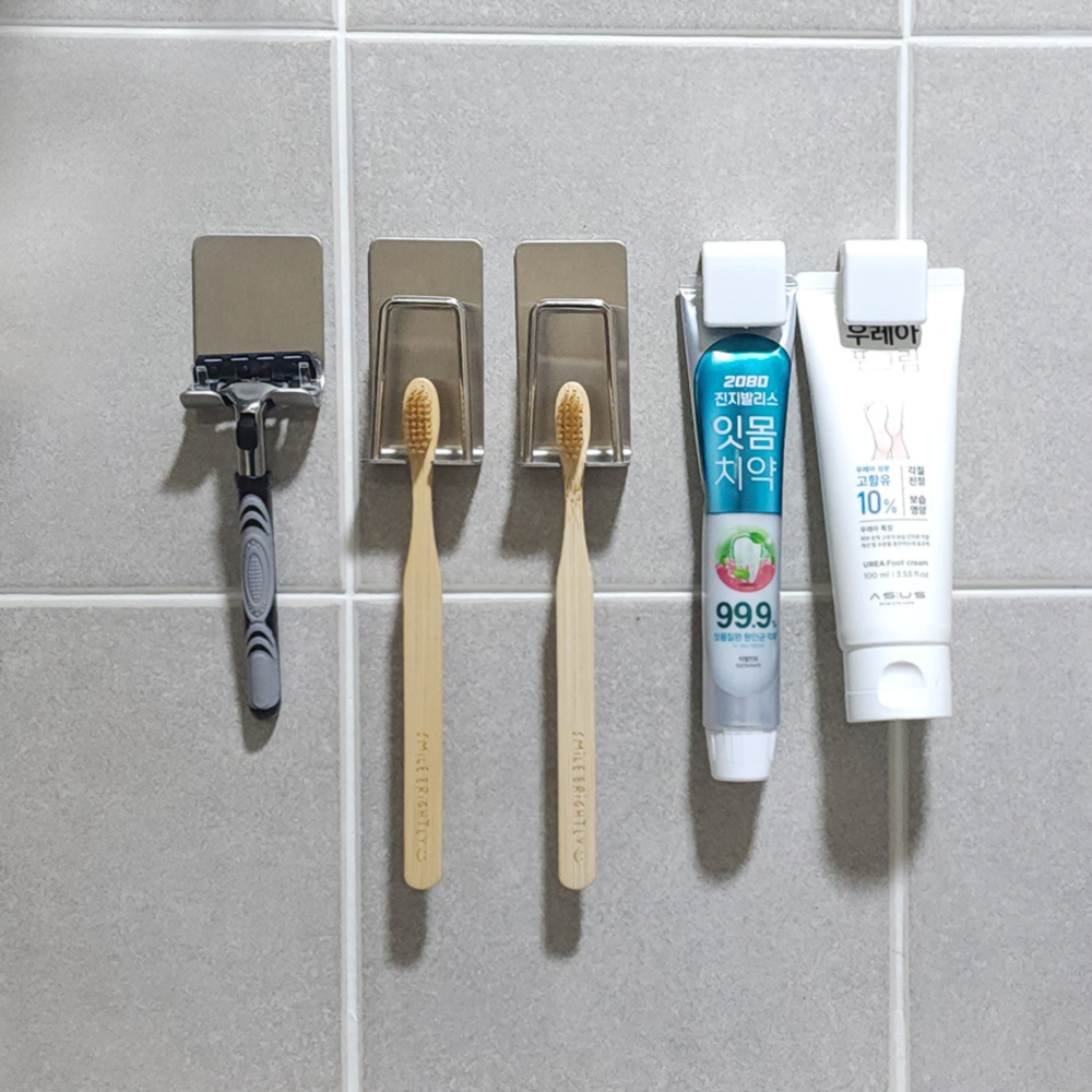 스텐 칫솔꽂이 칫솔 걸이 거치대 치솔 꽂이 홀더 베이직 2인세트