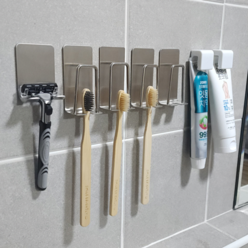 스텐 칫솔꽂이 칫솔 걸이 거치대 치솔 꽂이 홀더 베이직 2인세트