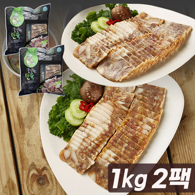 장충동왕족발 쫄깃한 돼지 편육 즉석식 안주 간식 1kg 2팩 새우젓포함 : 너와넷