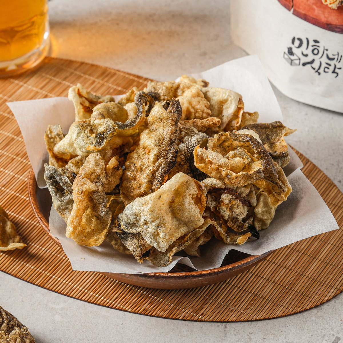 민하네식탁 황태 껍질 튀각 부각 80g 2팩 명태껍질 튀김 어류 콜라겐 어른들 간식 술안주