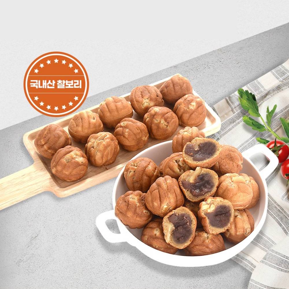 통팥앙금 부모님 아이들간식 국산 찰보리 호두과자 15g x36개입 - 상세 이미지 5