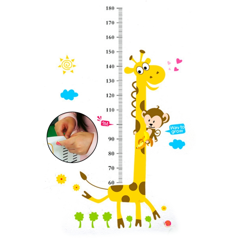 동물캐릭터어린이집키측정스티커 아이방유치원 기린원숭이소아과병원키재기스티커 60cm 180cm - 상품 이미지