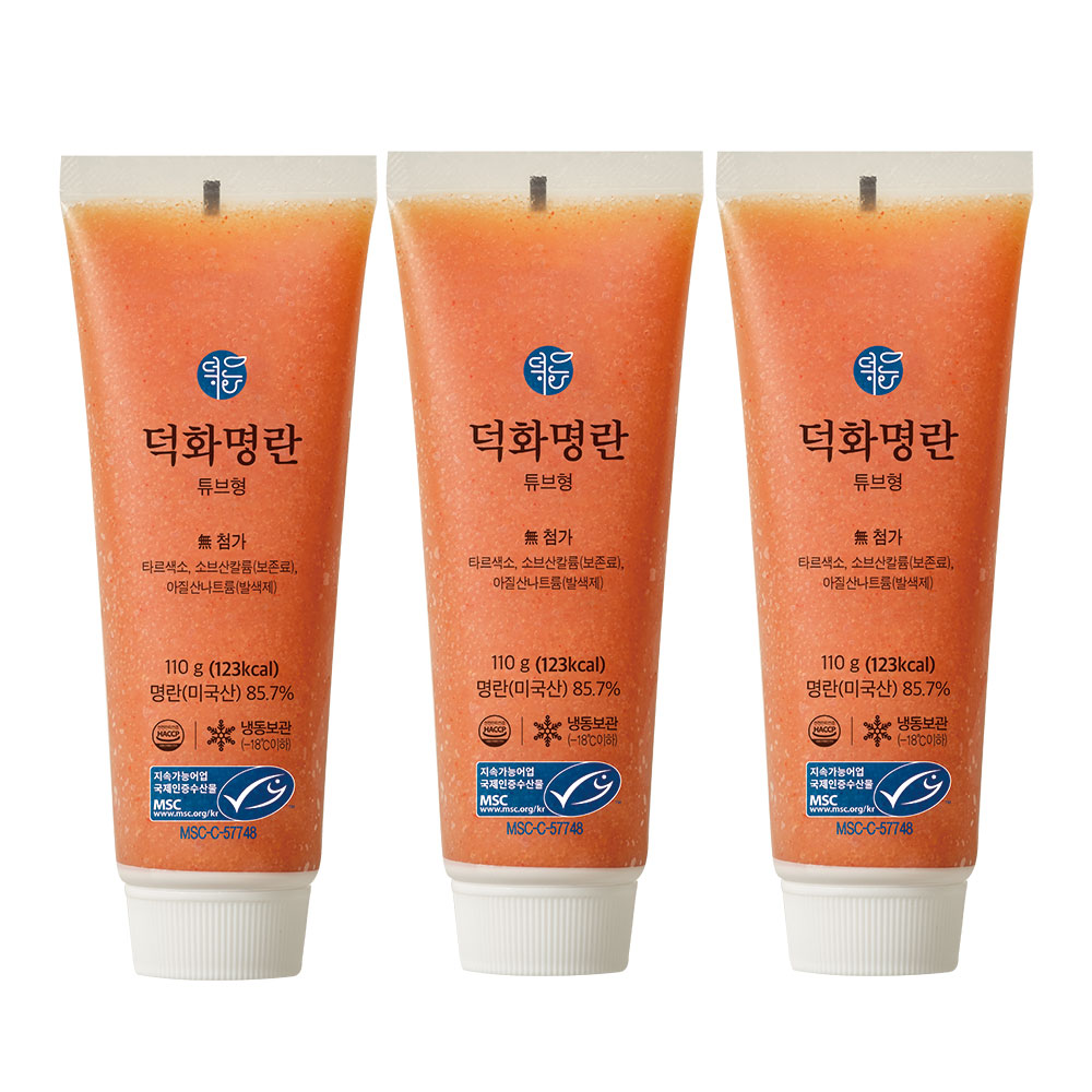 덕화명란 튜브명란 3팩 110g (간편 저염 무색소 명란젓 요리용 장석준 가심비)