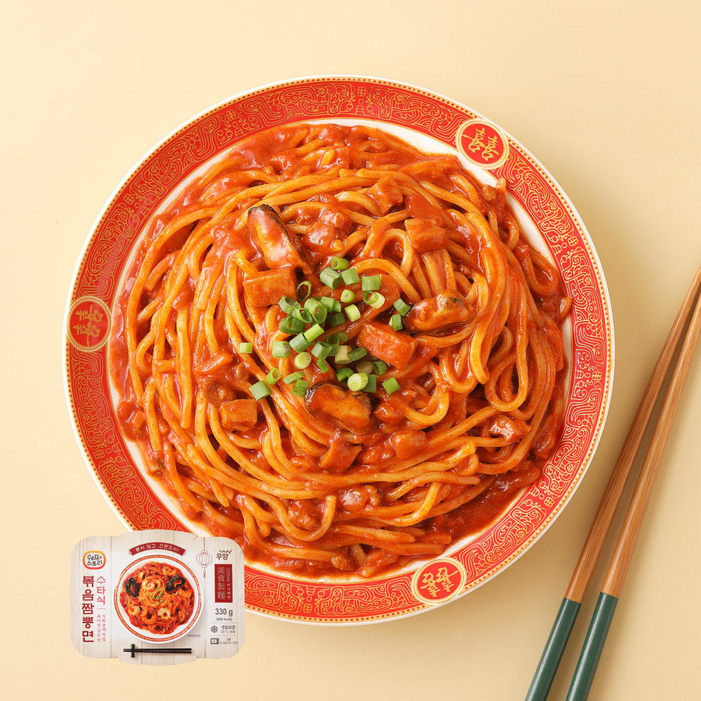 수타식 볶음짬뽕면 330g 전자레인지조리 간편한끼 - 상품 이미지